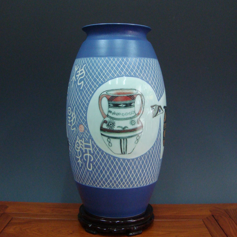 景德镇陶瓷艺术大师刘中荣作品名家手绘花瓶客厅书房办公室摆件