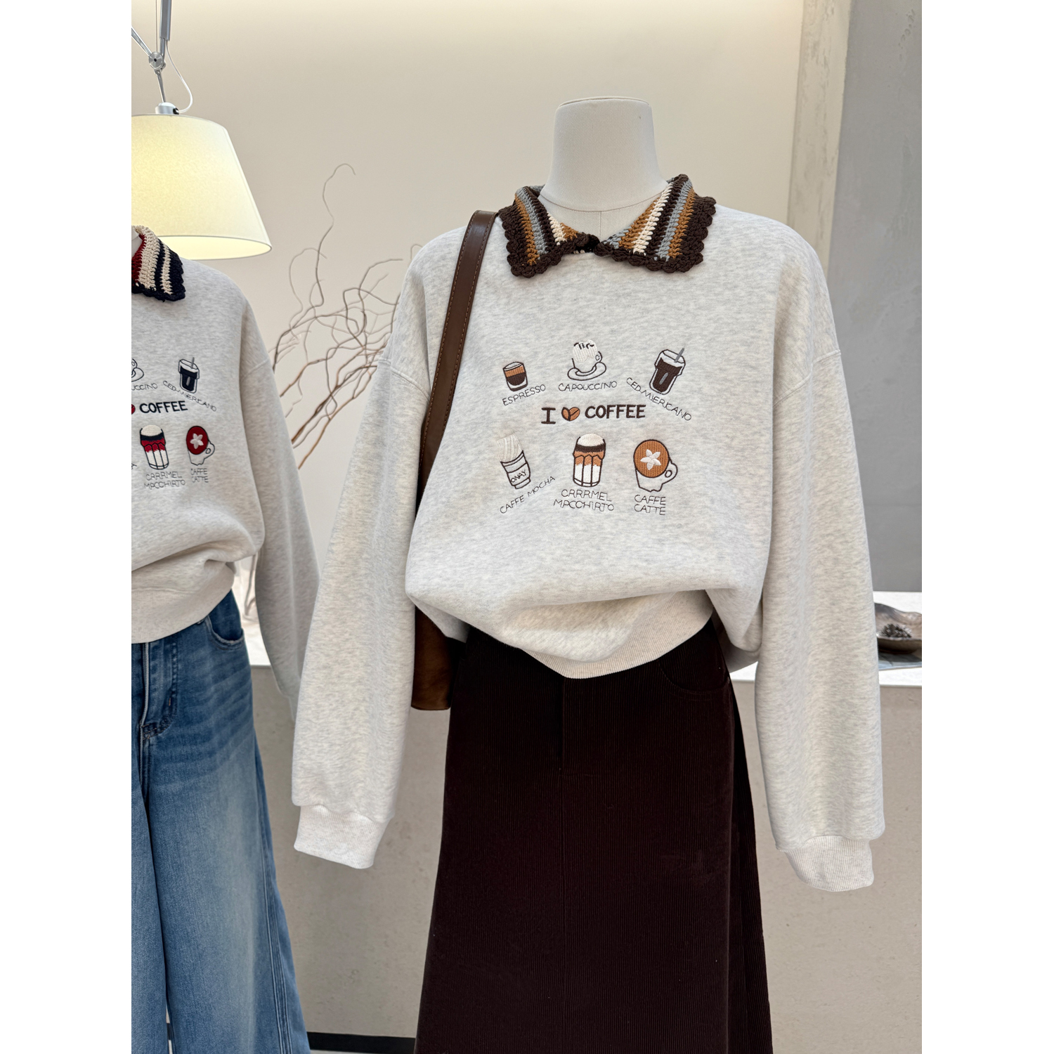 韩系娃娃领长袖加绒保暖卫衣女