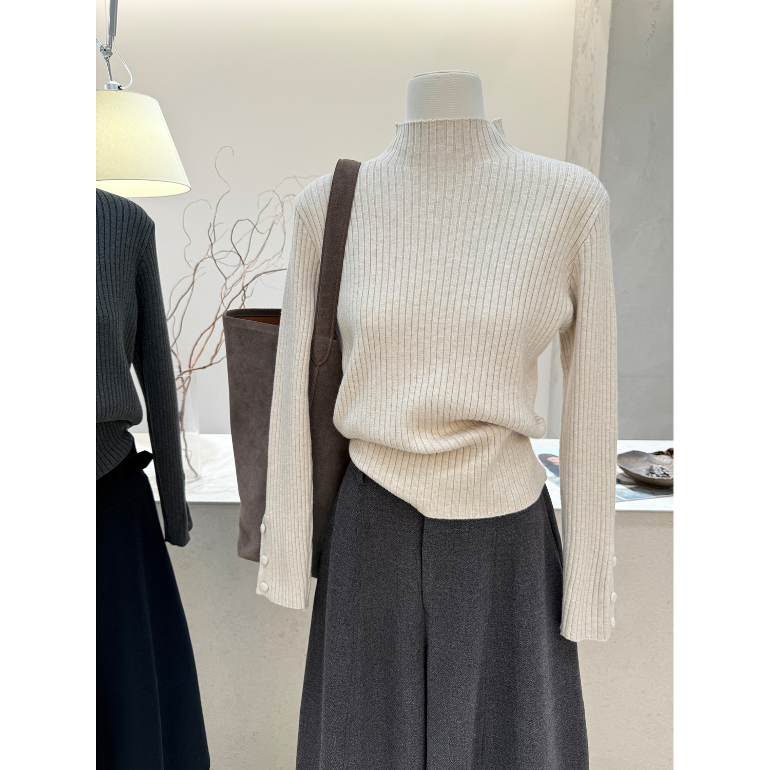 韩系半高领长袖针织衫打底毛衣