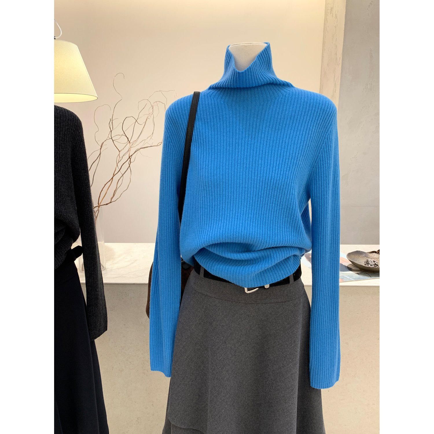 韩系高领修身长袖针织打底衫毛衣