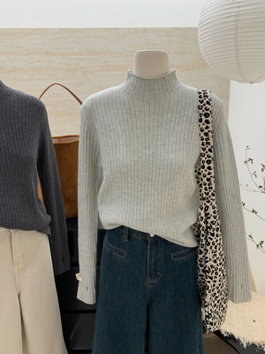 针织套头半高领套头针织衫