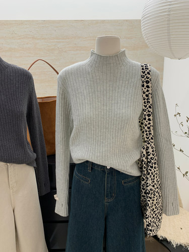 针织套头半高领套头针织衫
