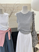韩系圆领修身 新款 显瘦短款 背心t恤女无袖 上衣 小哲 打底衫 2026春季