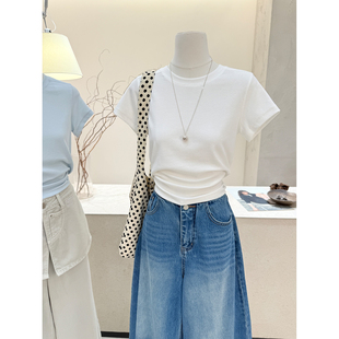 轻熟简约风圆领短袖 修身 T恤女夏季 基础款 显瘦百搭上衣女 新款 小哲