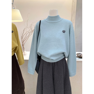 小哲 简约半高领宽松毛衣女秋冬慵懒显瘦减龄保暖套头针织打底衫