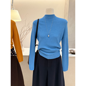 简约纯色半高领长袖 针织衫 女修身 小哲 显瘦打底衫 高级感内搭上衣