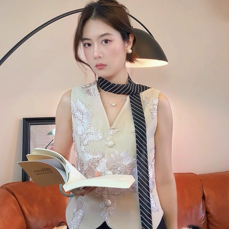 复古细窄长条条纹真丝丝巾图片