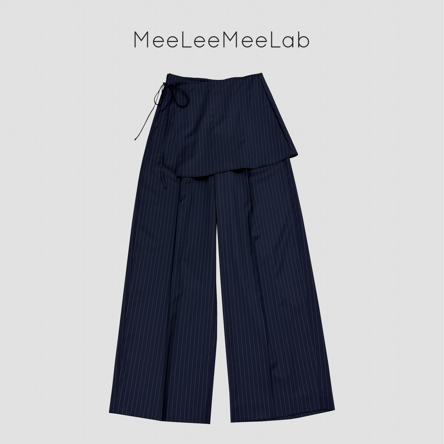 MeeLeeMeeLab 优雅精纺羊毛干爽垂感不对称系带假两件裙裤西裤