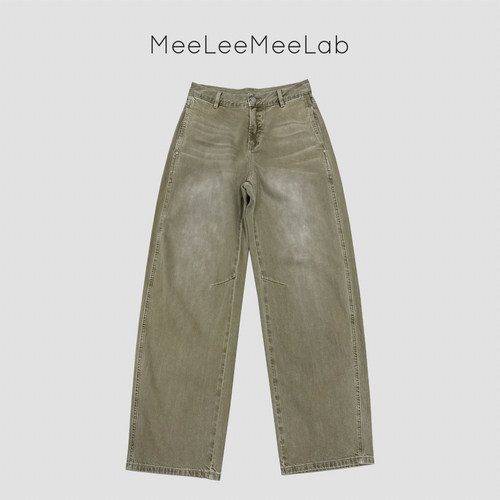 MeeLeeMeeLab 绅士优雅棉莱赛尔凉感垂感弯刀型彩色牛仔长裤