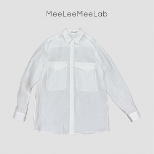 MeeLeeMeeLab绅士优雅进口高支亚麻微皱挺括干爽透气长袖衬衫