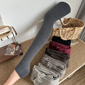 2025年秋冬深灰色打底裤 女加厚保暖羊毛加绒连裤 袜显瘦竖纹踩脚袜