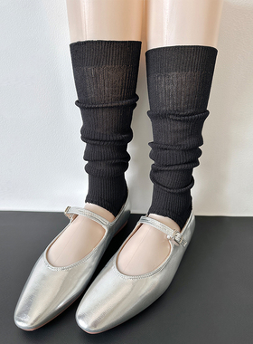 时髦踩脚黑色堆堆袜套女春夏季ins潮韩国白色小腿套芭蕾风中筒袜