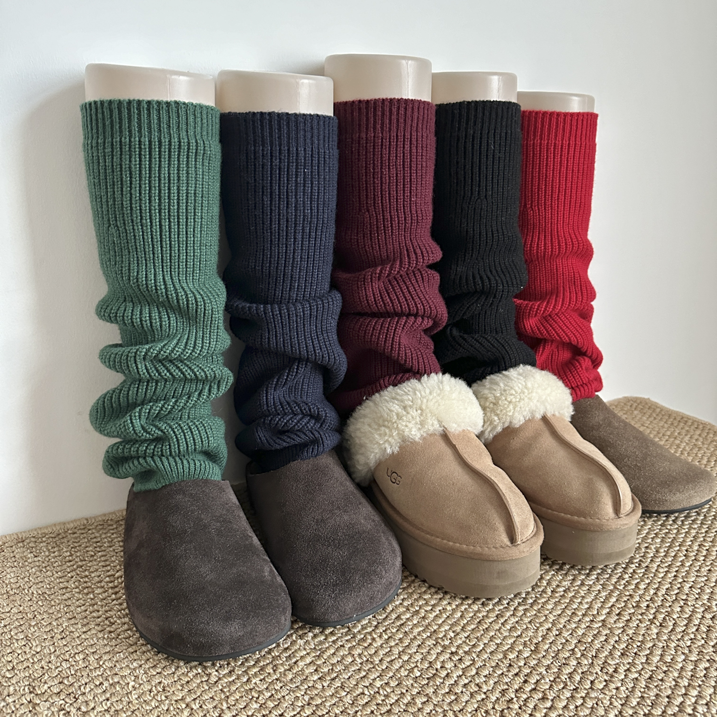 y2k小腿袜白色长筒袜秋冬袜套堆堆袜配雪地靴腿套配靴子羊毛长袜