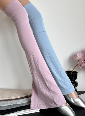 紫色长筒袜套弹力微压蓝色长款腿套女夏季喇叭jk过膝阔腿堆堆袜子