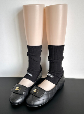 黑色miu系双针竖条袜套短筒脚套春夏秋款腿套百搭芭蕾风低筒袜女