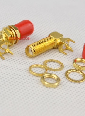 射频SMA-KWEY五脚卧式焊板 高频SMA母弯防水上PCB信号头 SMA-KWE