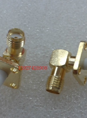 射频SMA-KWF同轴50欧姆RF插座 高频SMA弯带法兰方盘SMA卧式AP母座