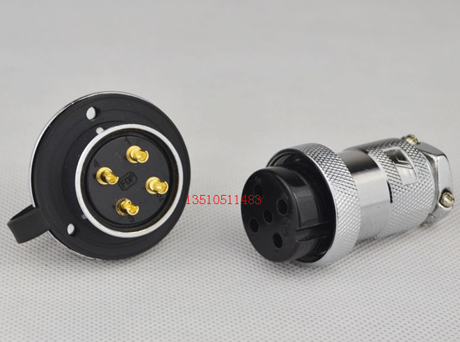 航空插头GX30电源信号一体4芯5芯航空插座 M30带法兰大电流插头