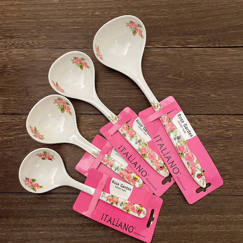韩国进口家用厨房汤勺玫瑰花密胺稀饭勺长柄勺子长把粥勺大中小号,厨房/烹饪用具,汤勺,淘宝优惠券,粉丝福利购,淘宝优惠卷