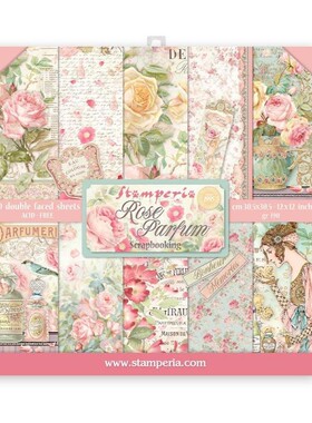 新款Stamperia玫瑰香水 花朵欧洲进口经典纸本Rose Parfum