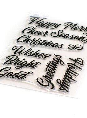 Pink Fresh圣诞英文祝福词烫金模板Brushed Sentiments Holiday