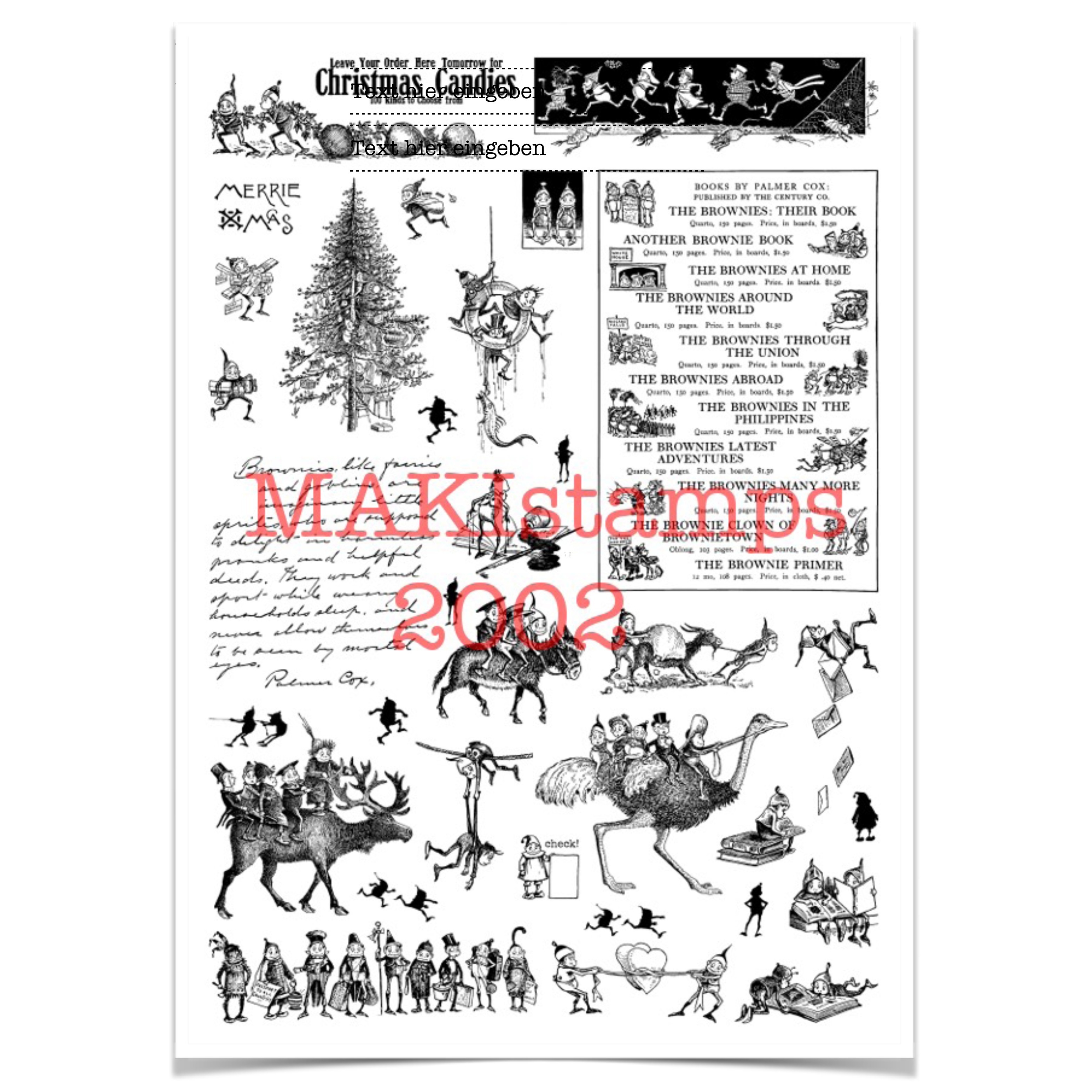 德国复古手绘疯狂手帐印章布朗尼