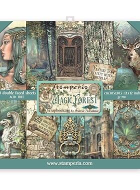 Stamperia魔法森林 进口背景纸本素材包贴纸相册Magic Forest
