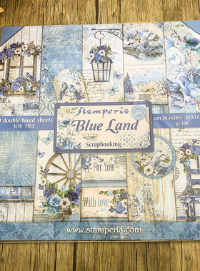 Stamperia蓝色土地玫瑰园 进口背景纸本模具Blue Land Roseland
