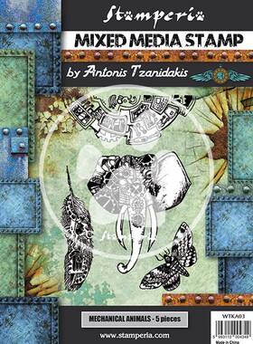 Stamperia进口机械大象蝴蝶朋克风泡棉印章Mechanical Animals