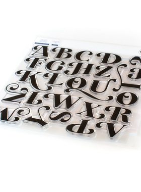 Pink Fresh华丽卷曲英文字体字母进口硅胶印章Lea's Lowercase