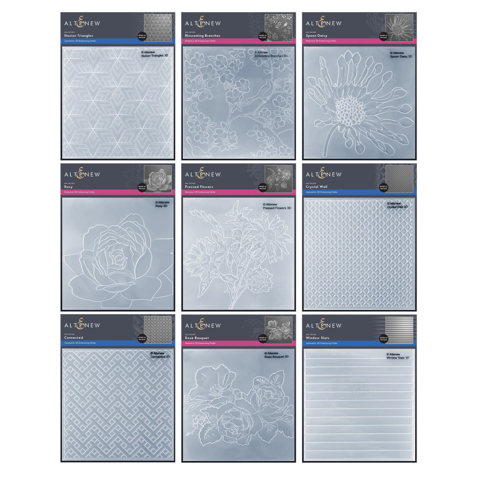 Altenew塑料压花模板 凹凸板印夹纹理夹立体3D Embos