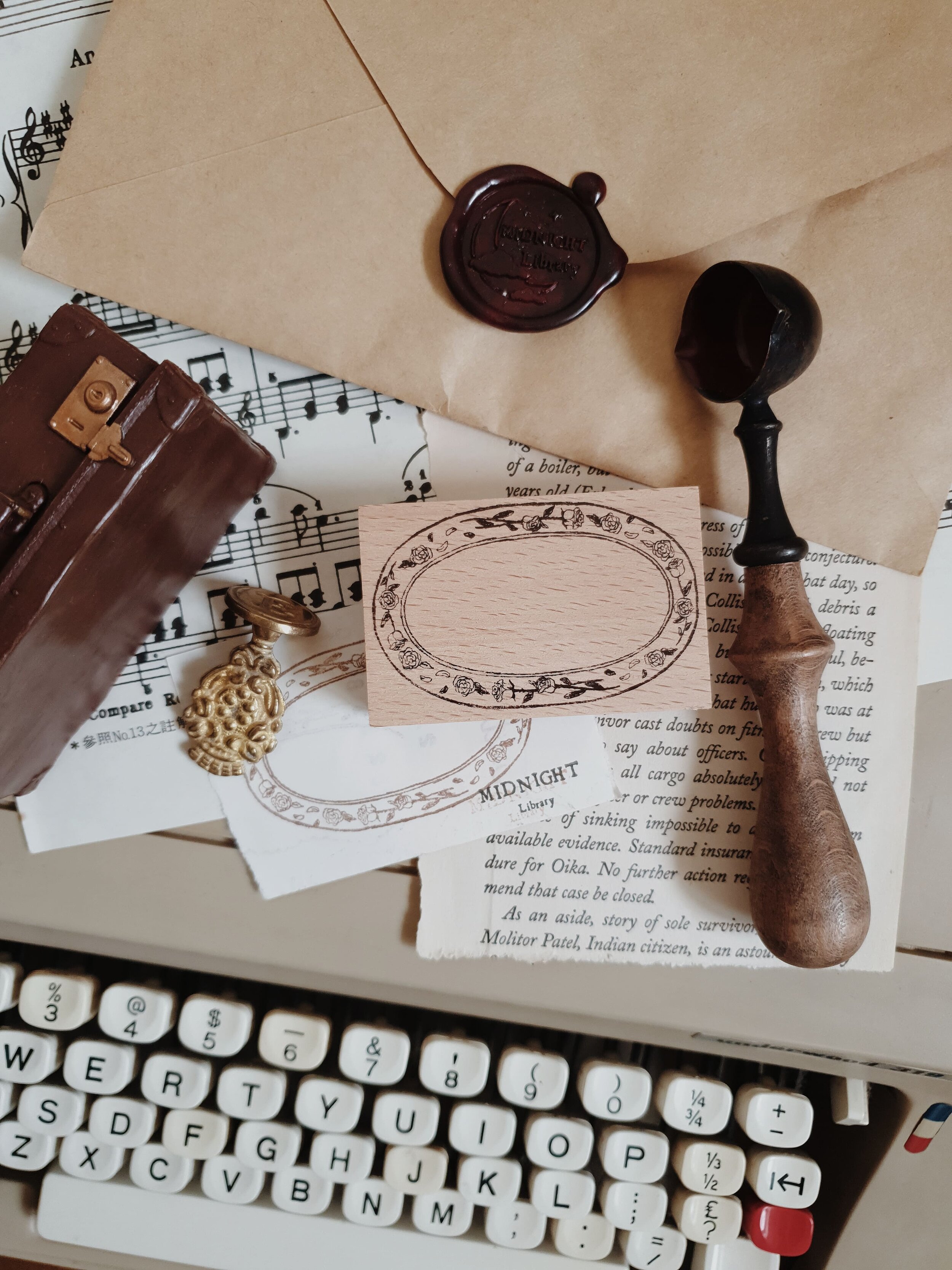 Yeoncharm玫瑰框框 台湾原创木柄印章 手帐ins风木印章rose frame