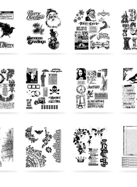 Tim Holtz 进口红色橡胶手帐印章 万圣节圣诞节字母便签擦痕