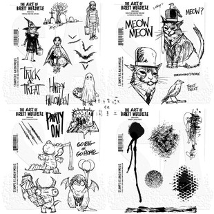 Weldele 猫怪兽万圣节喷溅Brett Stampers Anonymous复古泡棉印章