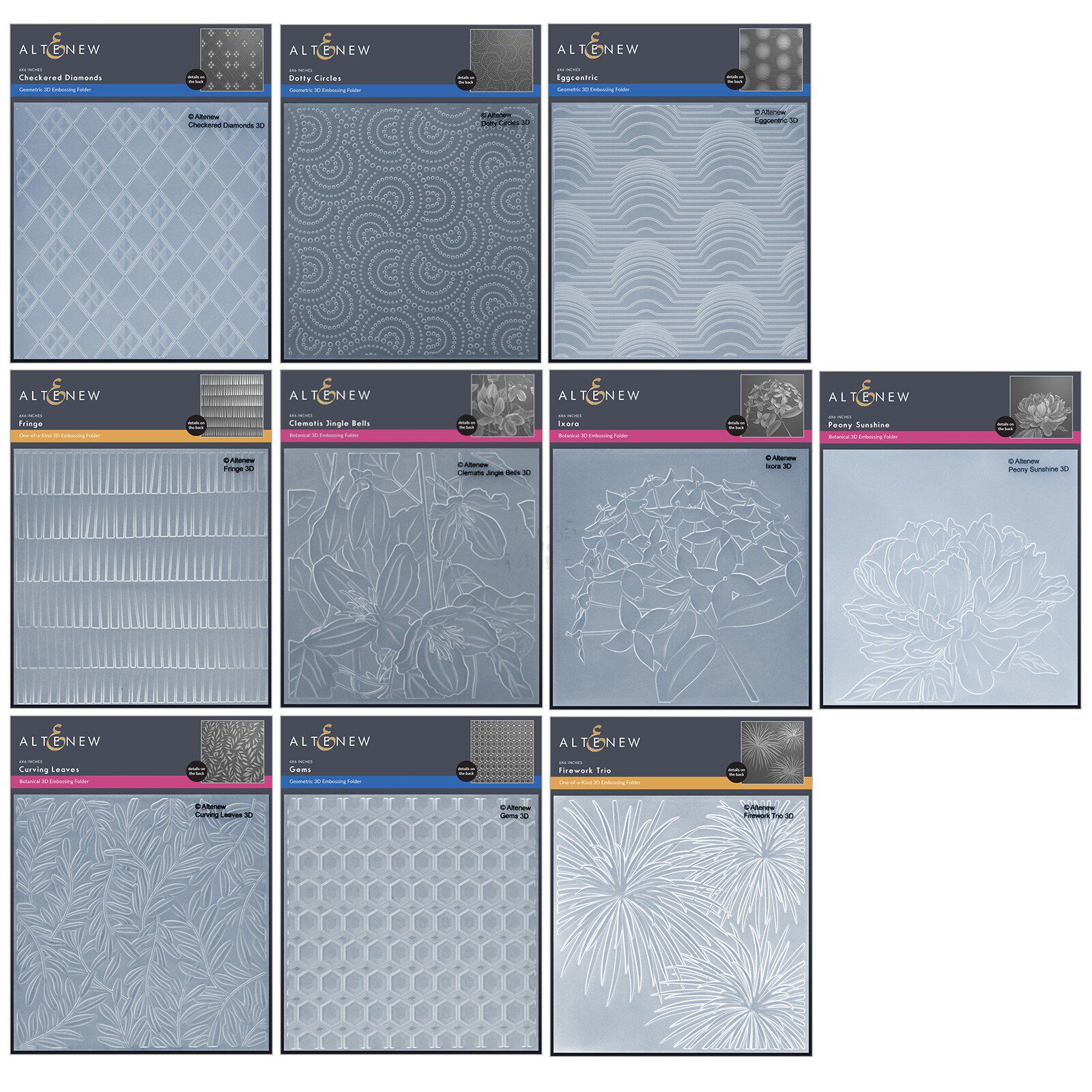 Altenew塑料压花模板 凹凸板印夹纹理夹3D Embossi