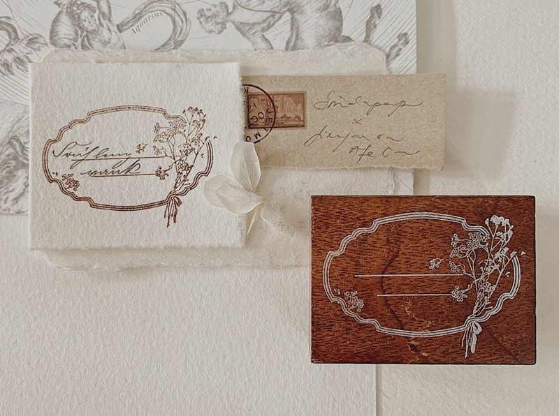 Jieyanow花朵边框木印章