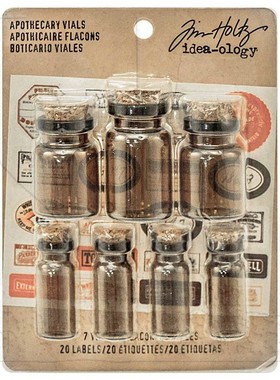 Tim Holtz棕色玻璃瓶迷你瓶子立体装饰复古Corked Glass Vials