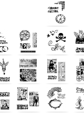 Tim Holtz 进口红色橡胶手帐印章 万圣节圣诞节字母纹理