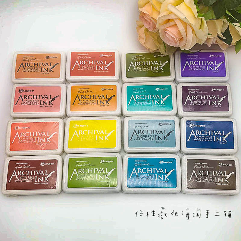 Tim Holtz油性防水印泥 进口旧色档案级印台皮面盖章Arc