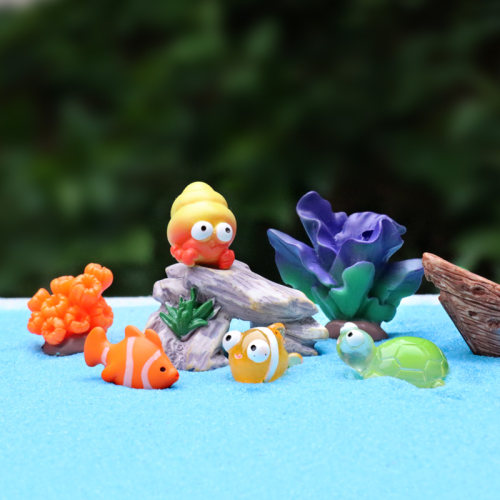 海洋生物微缩模型海盗船丑鱼海龟