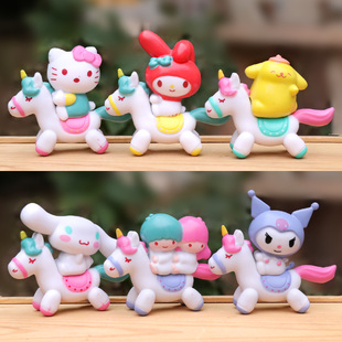 祖国版骑马KT凯蒂猫玩偶公仔盲盒卡通少女心桌面蛋糕装饰品小摆件
