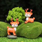 可爱仿真动物梅花鹿模型公仔情侣小鹿玩偶创意微景观园艺装 饰摆件