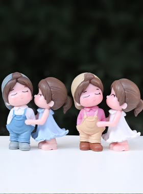 卡通男孩女孩情侣公仔玩偶盲盒婚庆烘焙造景配件汽车微景观小摆件