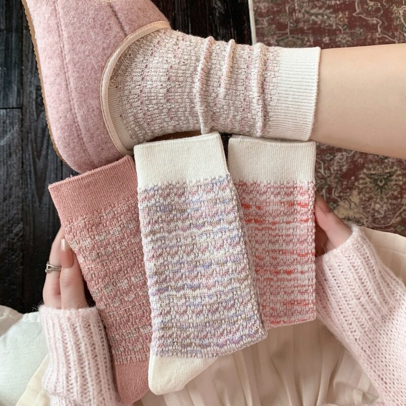 小香风粗花呢设计师中筒袜子女双