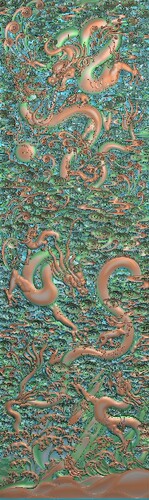 包邮高清设计素材木雕素材精雕图灰度图精品苍龙教子顶箱柜云龙