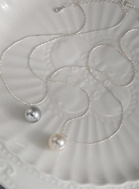 正圆强光珍珠项链通体S925纯银