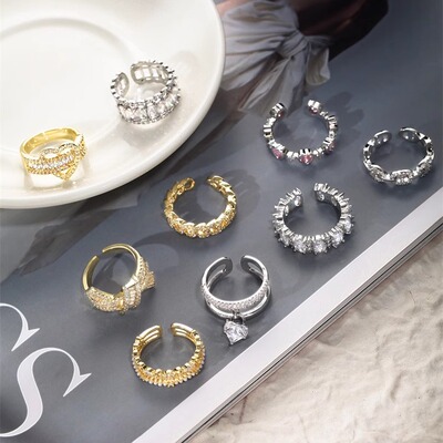 轻奢微镶爆闪重工锆石开口戒指