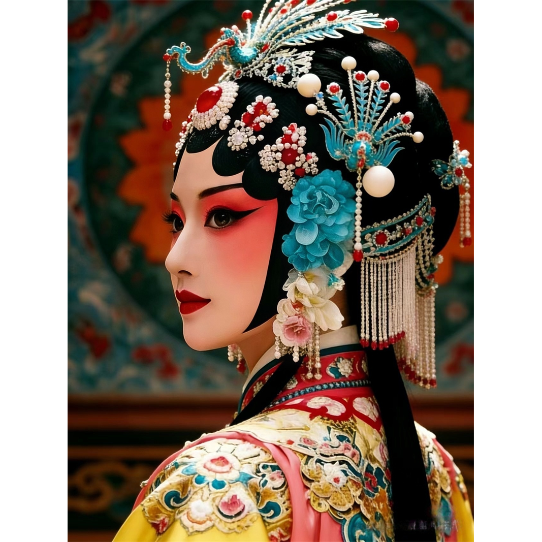 美丽戏曲花旦京剧昆曲人物贴纸客厅卧室墙面装饰贴画海报防水自粘