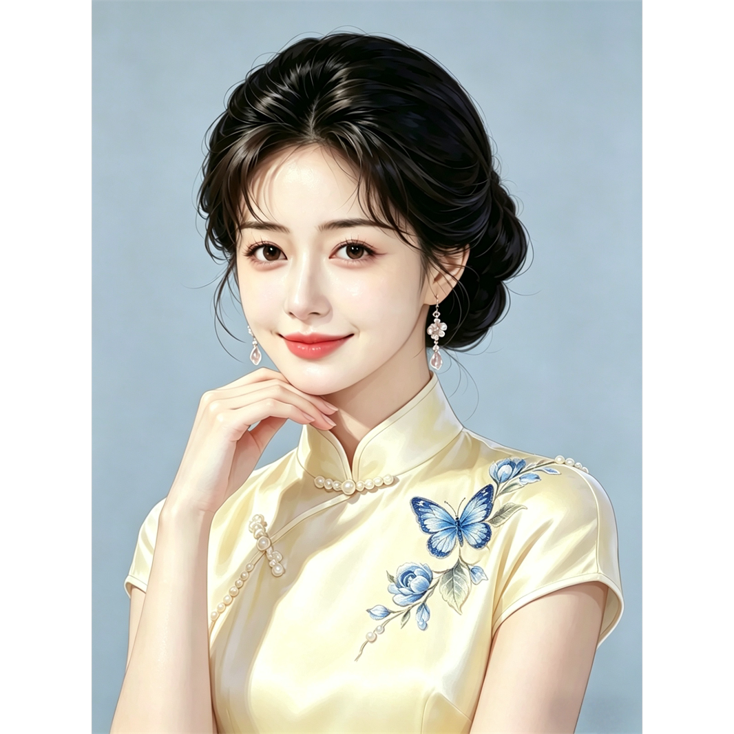 旗袍美少女贴画客厅卧室出租房浴室墙面装饰美女海报贴纸自粘防水