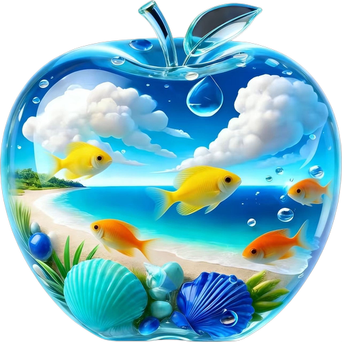 创意苹果造型白云大海金鱼贴画浴室卫生间车身上装饰贴纸防水自粘